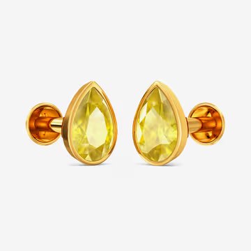 Dewdrop Shine Gold Stud Earrings